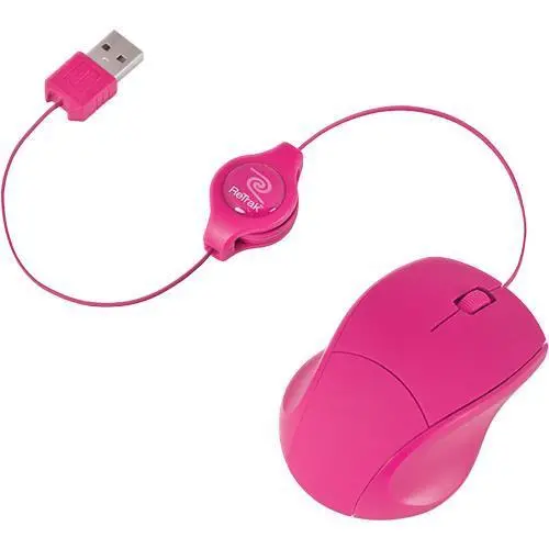 ETMOUSEPK PINK RETRACTABLE OPTICAL MOUSE Pink ReTrak Retractable Optical Mouse-1