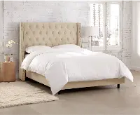 124NBBED-BRVLVPRL Riley Velvet Pearl Flared Wingback California King Bed - Skyline Furniture