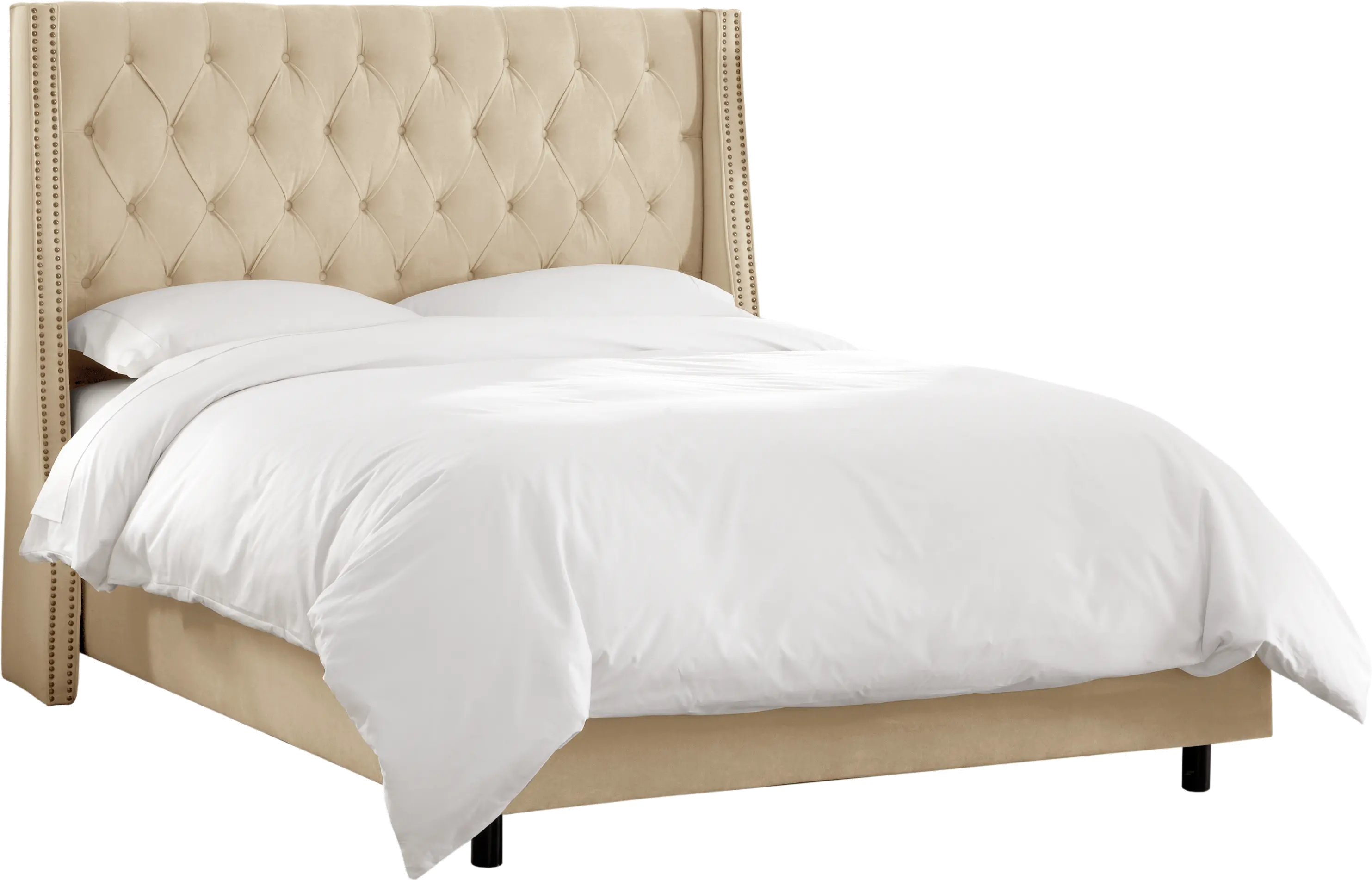 124NBBED-BRVLVPRL Riley Velvet Pearl Flared Wingback California King Bed - Skyline Furniture-3