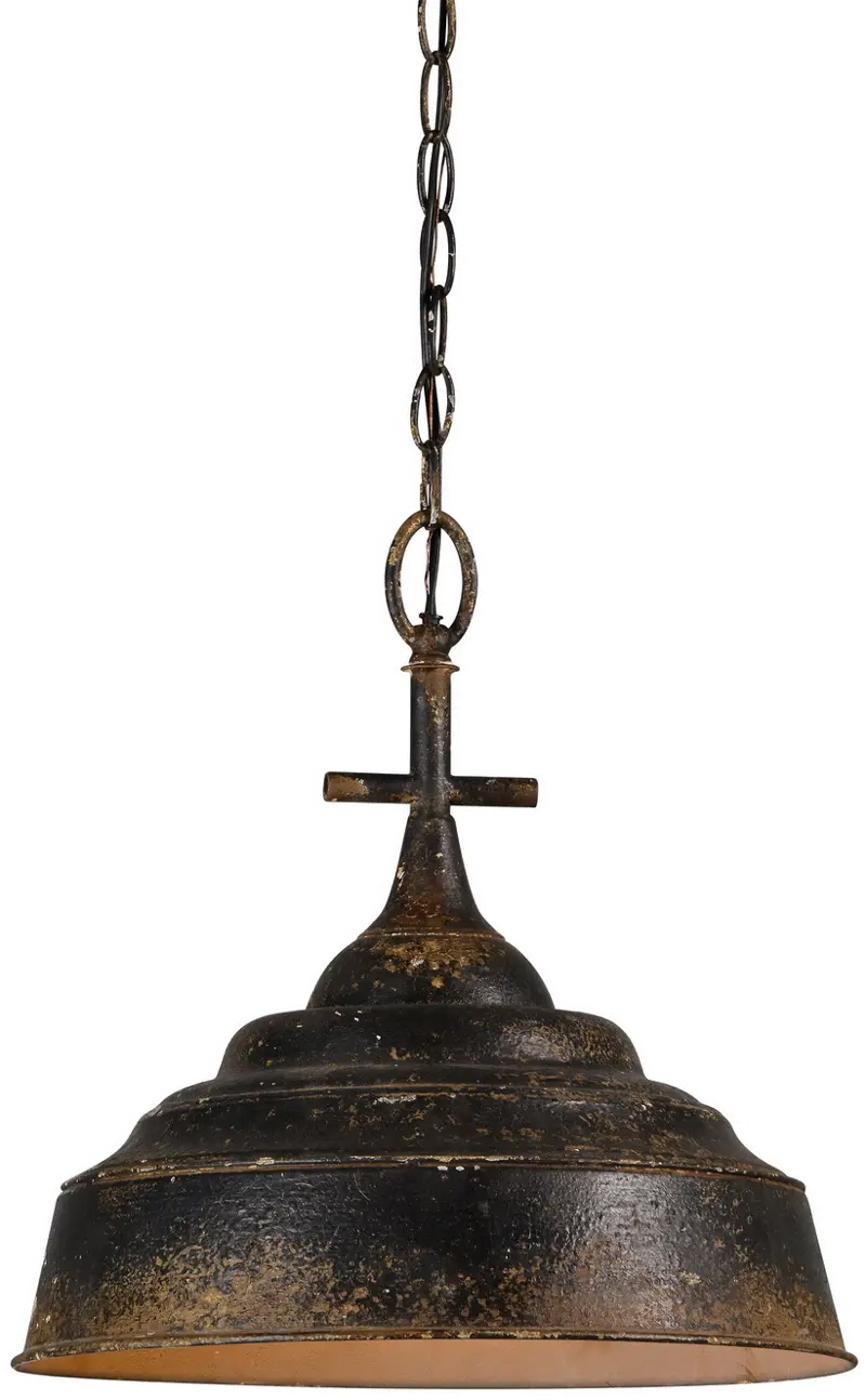 Rusty Black 1-Light Pendant Fixture - Leon