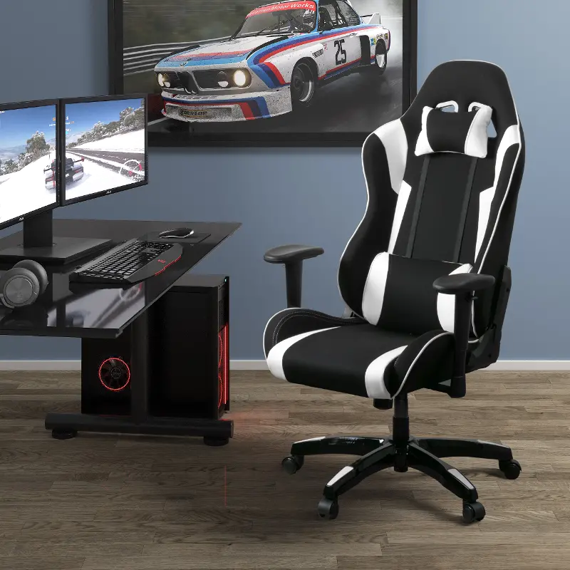 Workspace Black and White Gaming Desk Chair