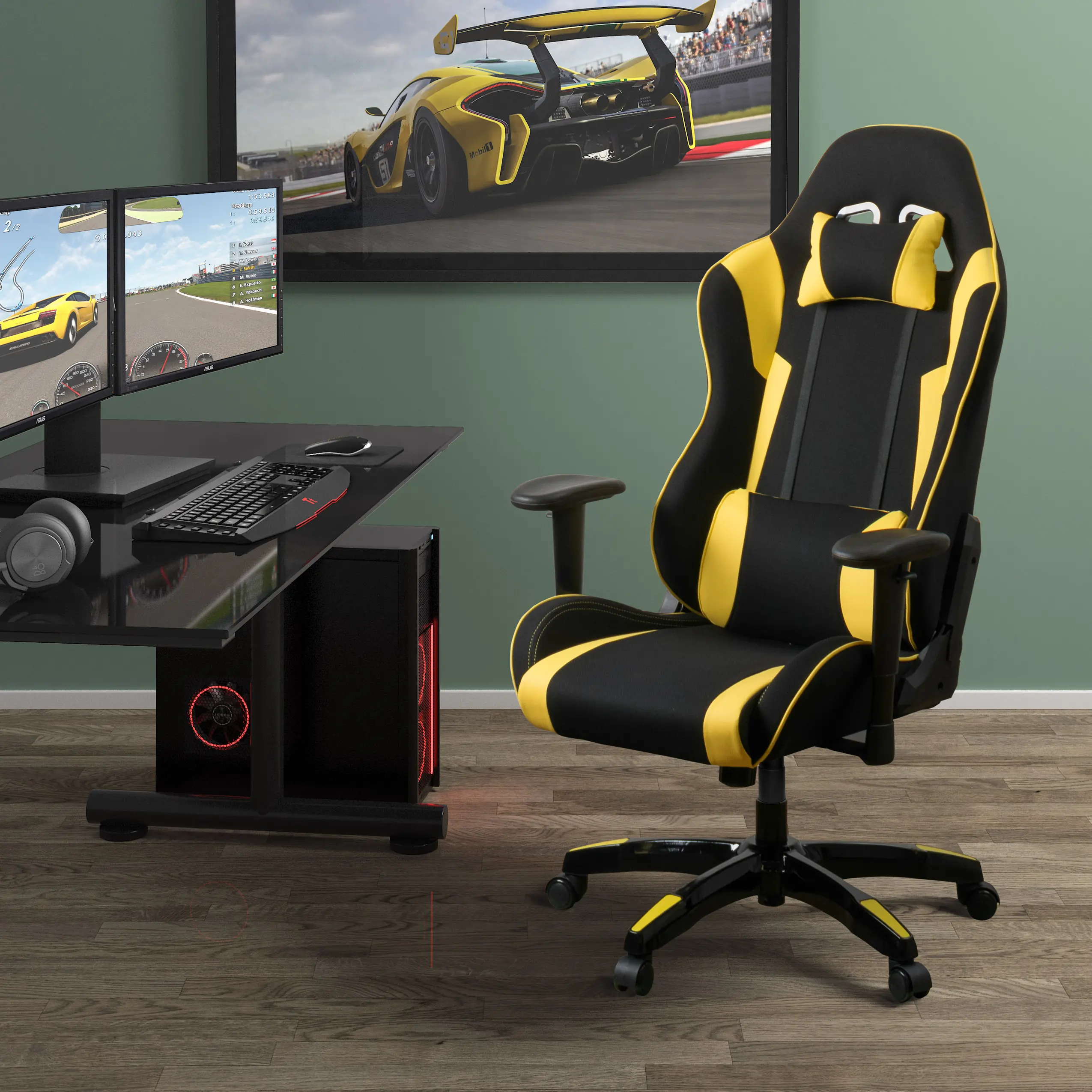 Workspace Black and Yellow Gaming Desk Chair-2