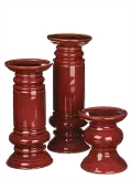 11  Red Ceramic Pillar Candle Holder