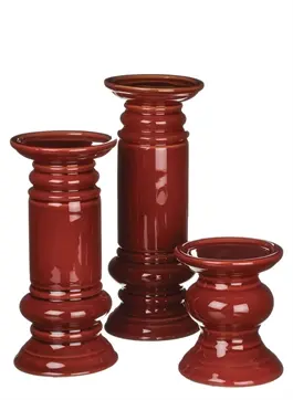 11  Red Ceramic Pillar Candle Holder-1
