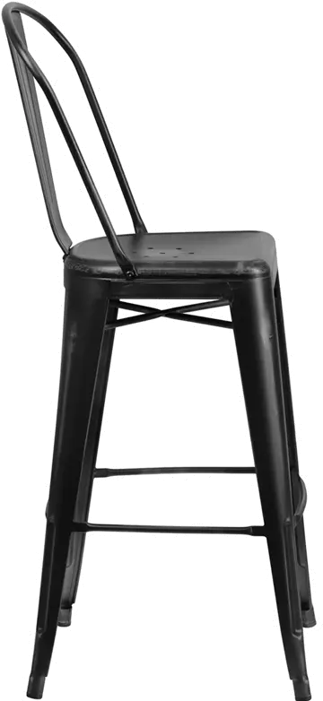 High Back 30  Distressed Black Metal Indoor-Outdoor Bar Stool-2
