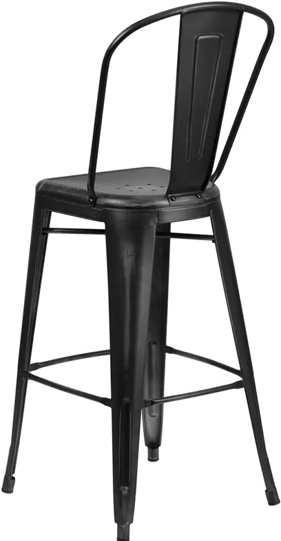 High Back 30  Distressed Black Metal Indoor-Outdoor Bar Stool-3