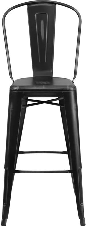 High Back 30  Distressed Black Metal Indoor-Outdoor Bar Stool-4