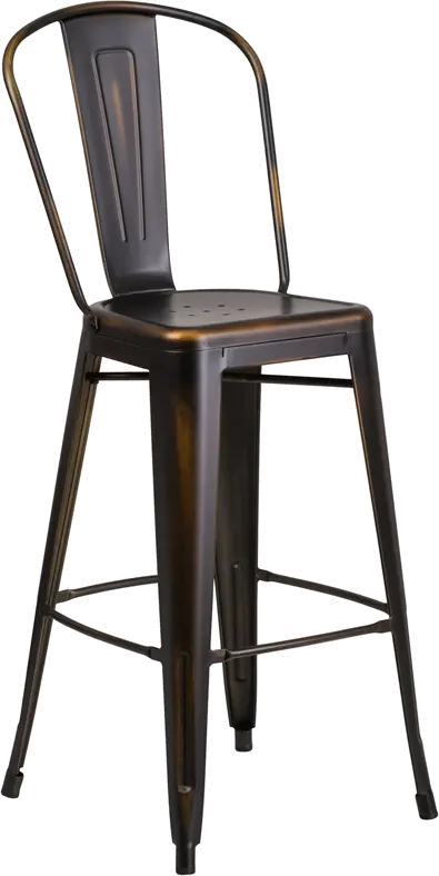 High Back 30  Distressed Copper Metal Indoor-Outdoor Barstool-1