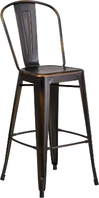 High Back 30  Distressed Copper Metal Indoor-Outdoor Barstool