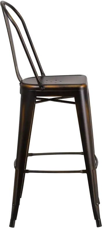 High Back 30  Distressed Copper Metal Indoor-Outdoor Barstool-2