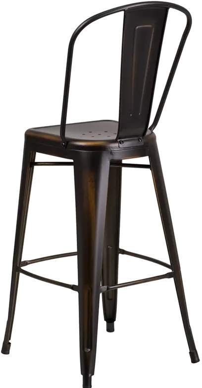 High Back 30  Distressed Copper Metal Indoor-Outdoor Barstool-3