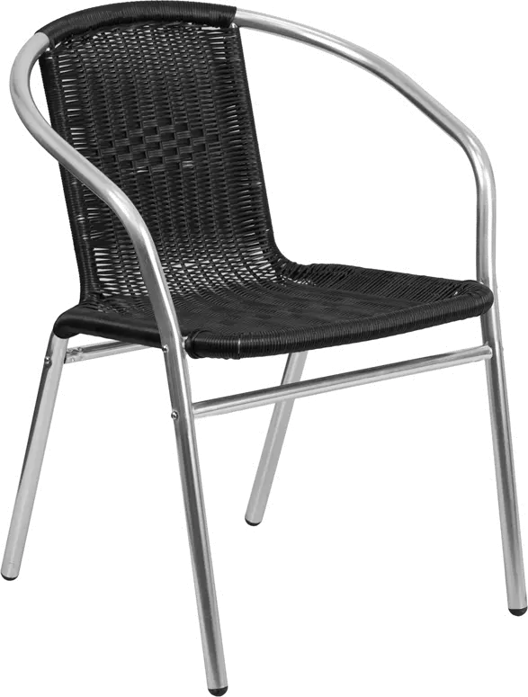 Black Rattan Aluminum Restaurant Dining Room Chair-1