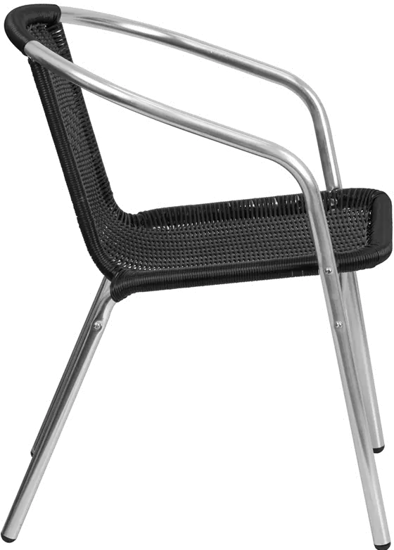 Black Rattan Aluminum Restaurant Dining Room Chair-2