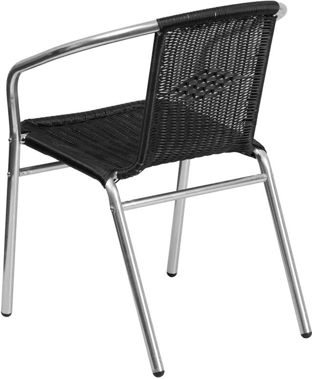 Black Rattan Aluminum Restaurant Dining Room Chair-3