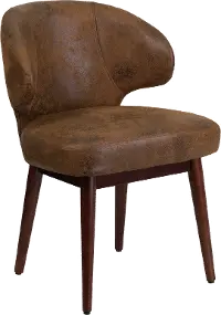 Small Vintage Brown Microfiber Accent Chair