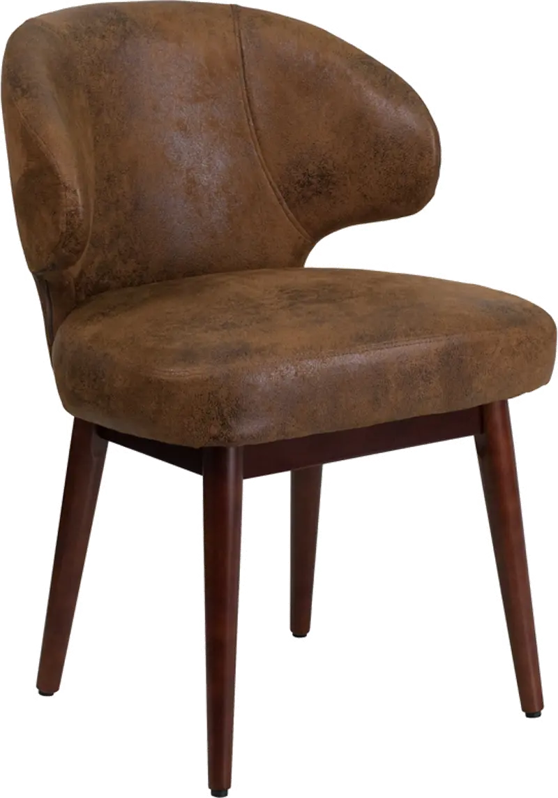 Small Vintage Brown Microfiber Accent Chair