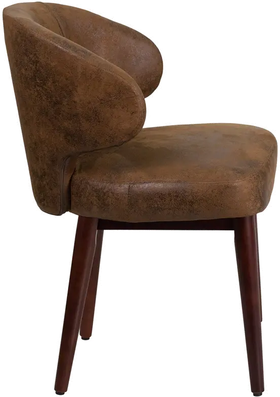 Small Vintage Brown Microfiber Accent Chair-2