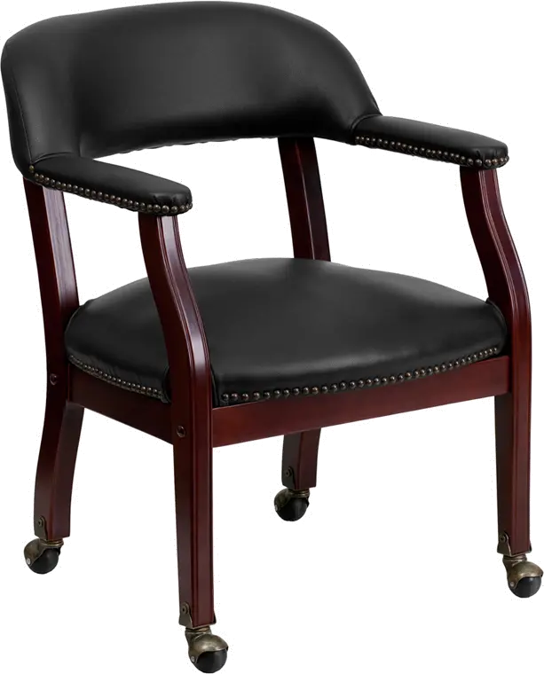 Black Vinyl Accent Chair with Casters-1