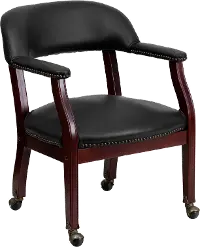 Black Vinyl Accent Chair with Casters