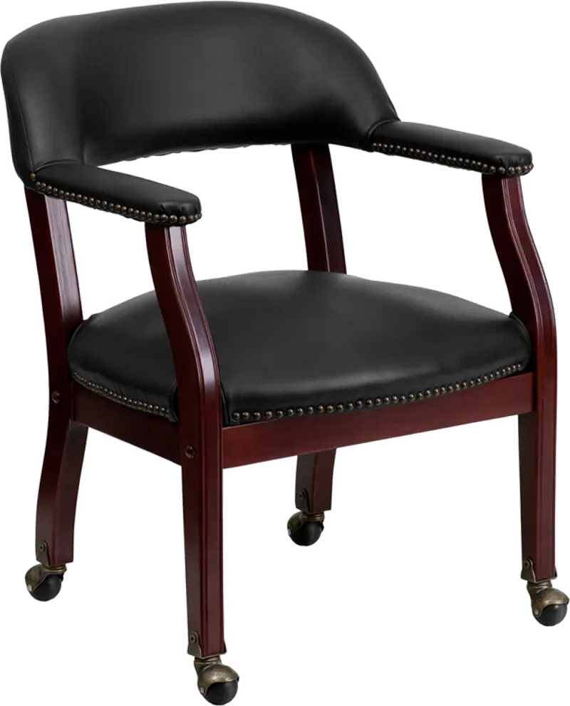 Black Vinyl Accent Chair with Casters