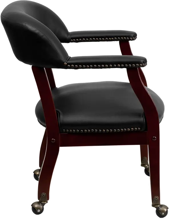 Black Vinyl Accent Chair with Casters-2