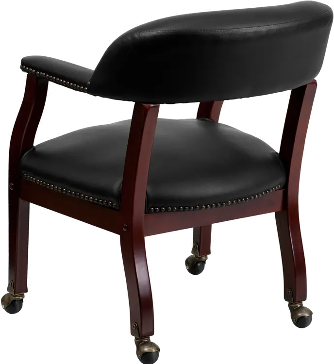 Black Vinyl Accent Chair with Casters-3