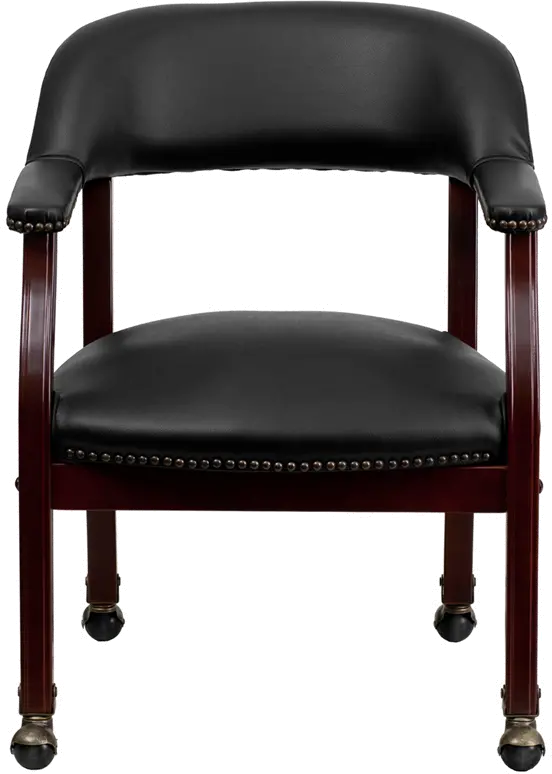 Black Vinyl Accent Chair with Casters-4