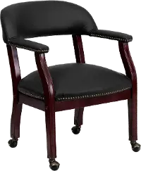 Black Leather Accent Chair with Casters