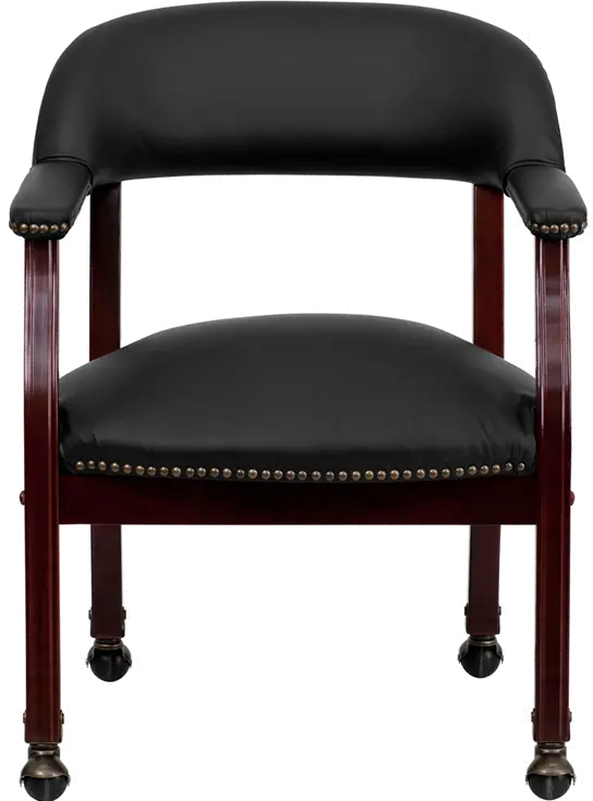Black Leather Accent Chair with Casters-4