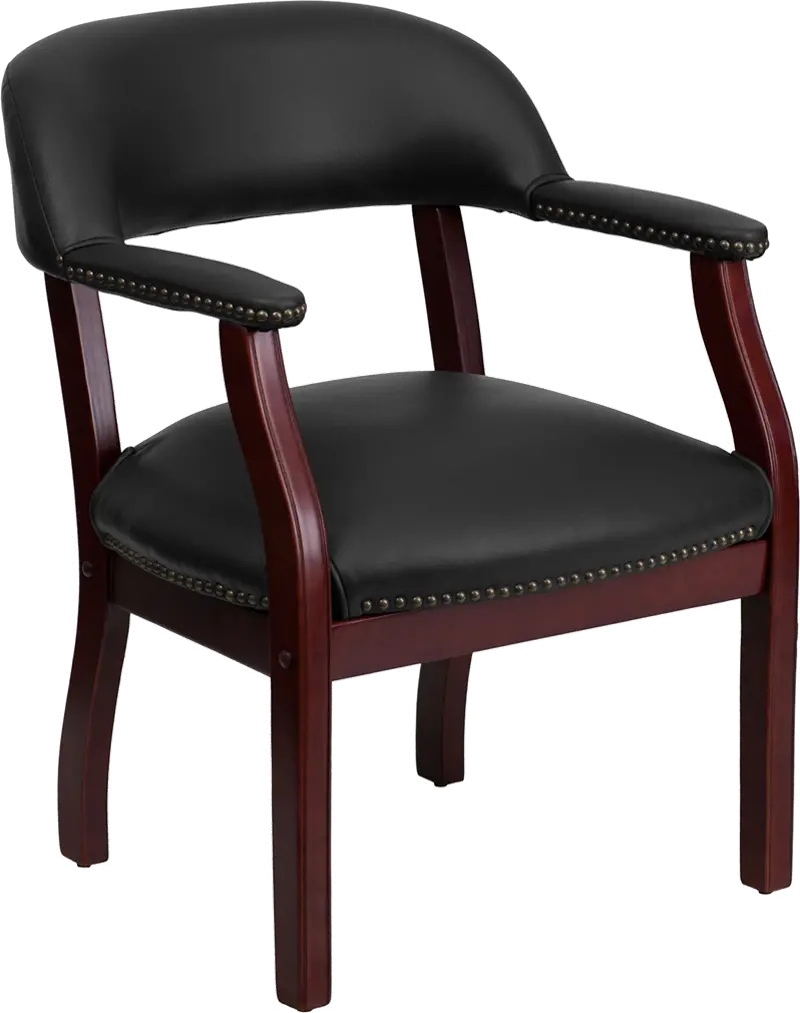 Sophisticated Black Vinyl Accent Chair