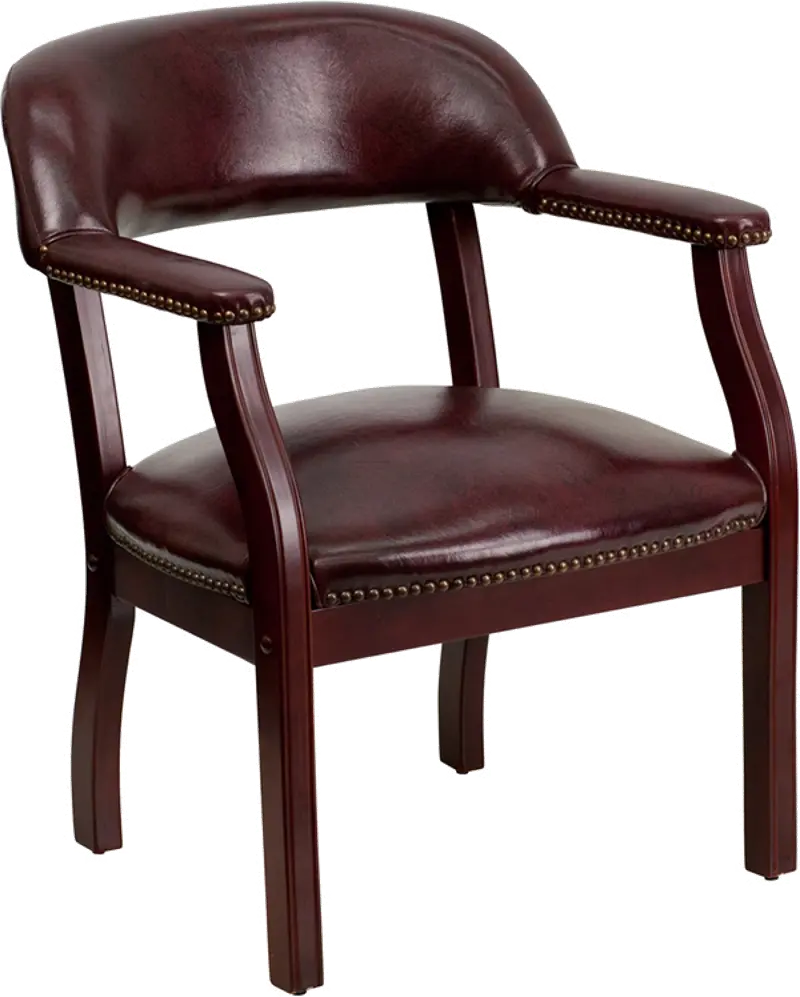 Sophisticated Burgundy Vinyl Accent Chair