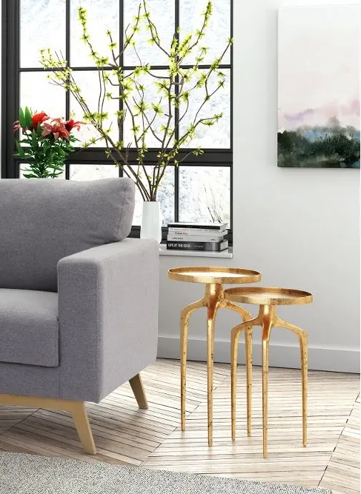 Contemporary Rustic Gold End Tables - Como-2