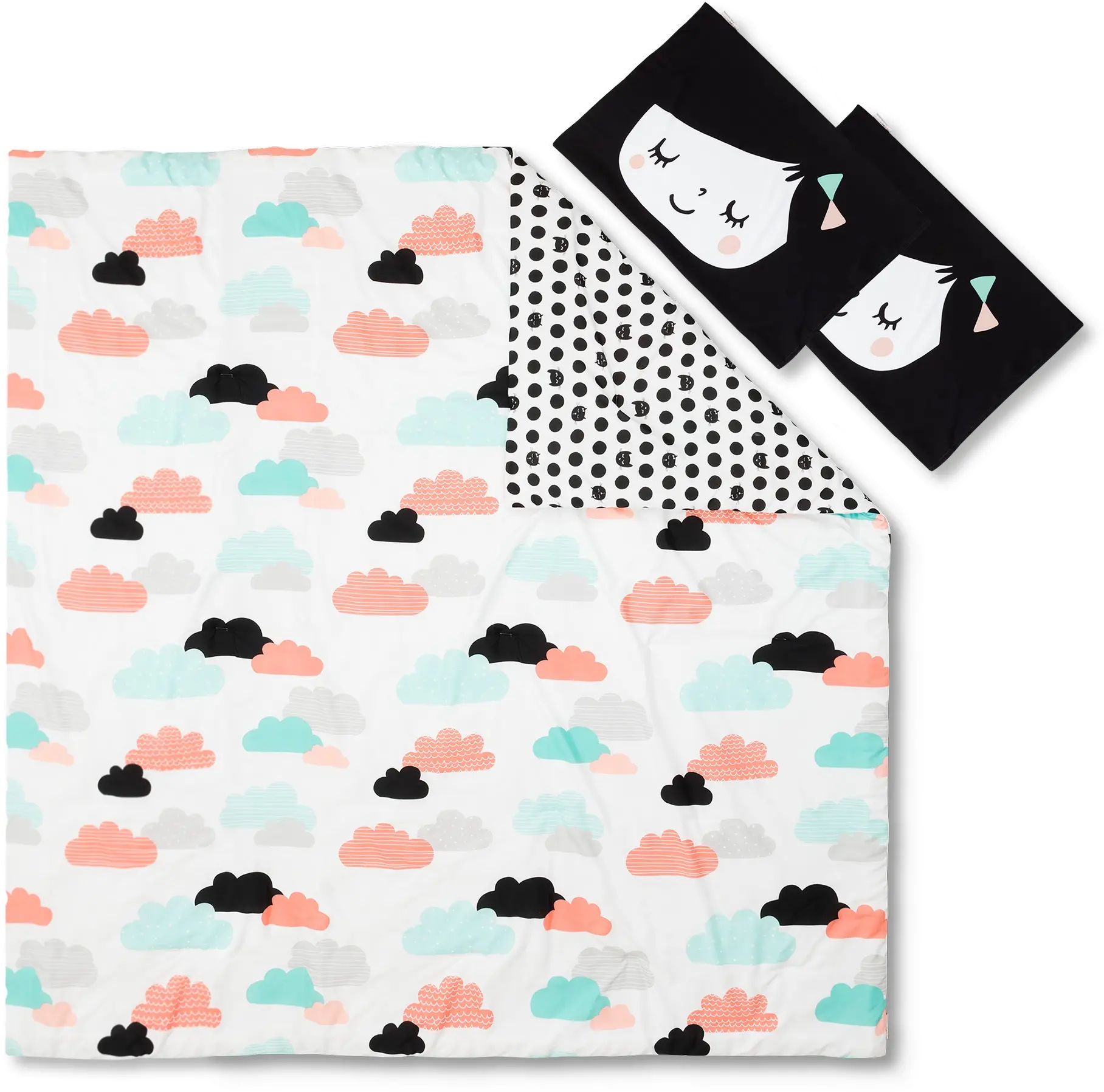 100344 Black and White Full Night Garden Bedding Collection -  Dreamit-1