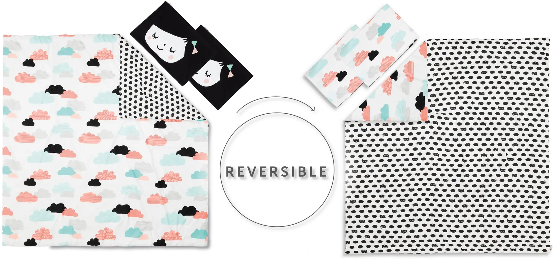 100344 Black and White Full Night Garden Bedding Collection -  Dreamit-4