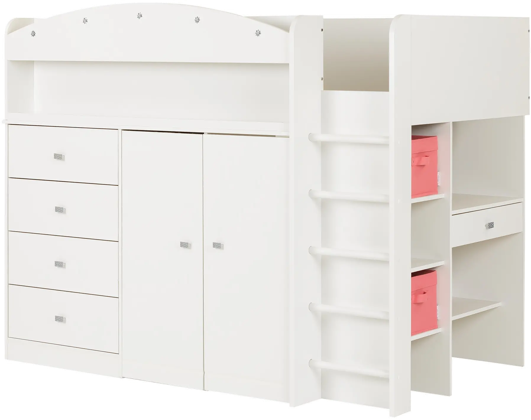 10523 Tiara White Twin Loft Bed - South Shore-1