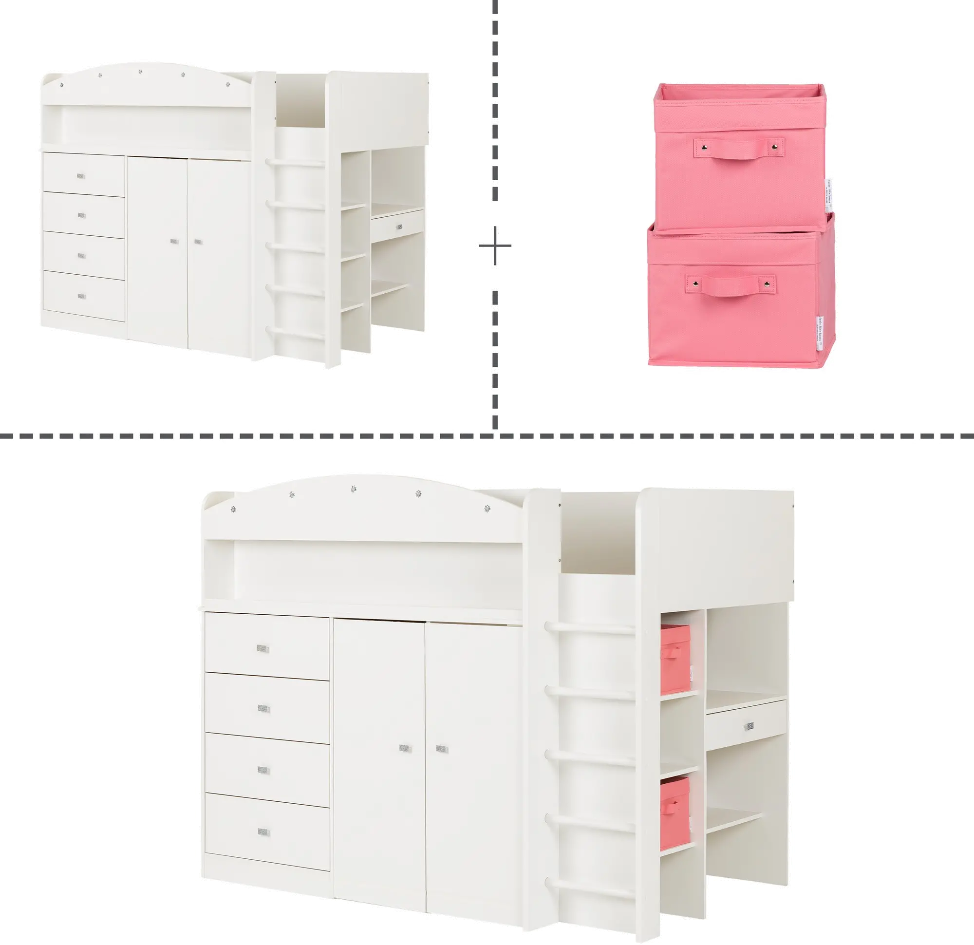 10523 Tiara White Twin Loft Bed - South Shore-3