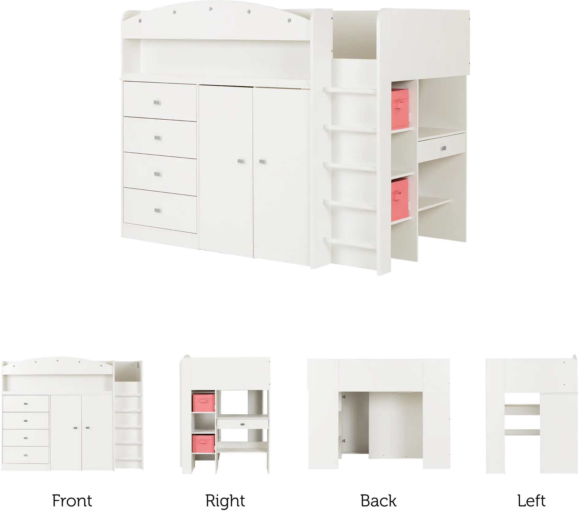 10523 Tiara White Twin Loft Bed - South Shore-4