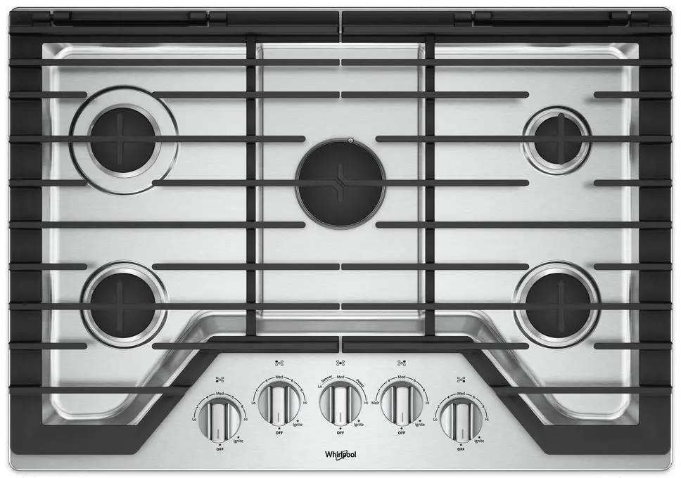 WCG97US0HS Whirlpool 30 Inch Gas Cooktop with Griddle - Stainless Steel-1