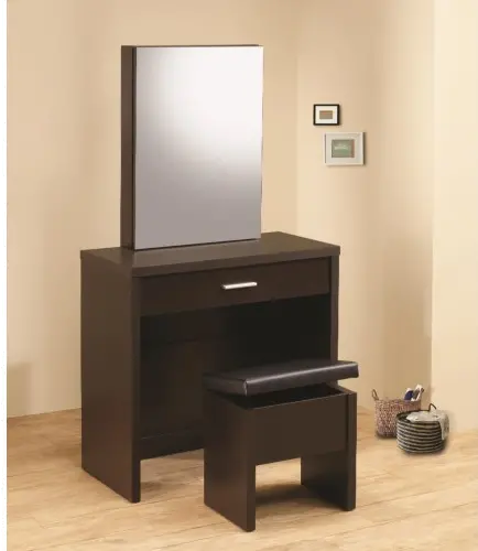 Modern Cappuccino Vanity and Storage Bench - Accents-1