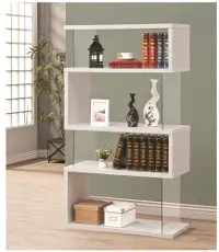 Jasper White Asymmetrical Contemporary Bookshelf