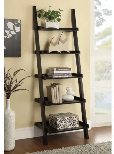 Cappuccino Brown Transitional Ladder Bookshelf-1