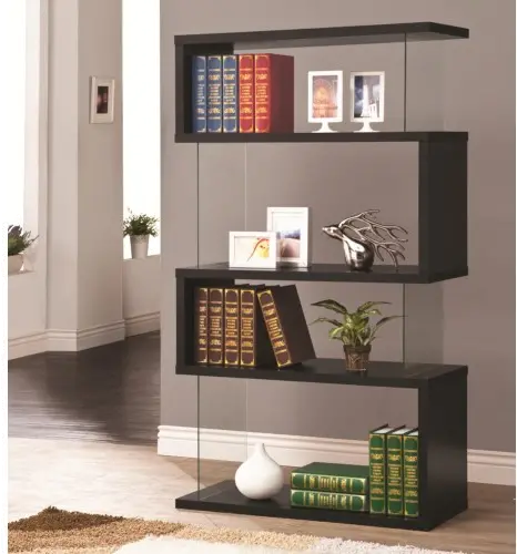 Jasper Black Asymmetrical Contemporary Bookshelf-1