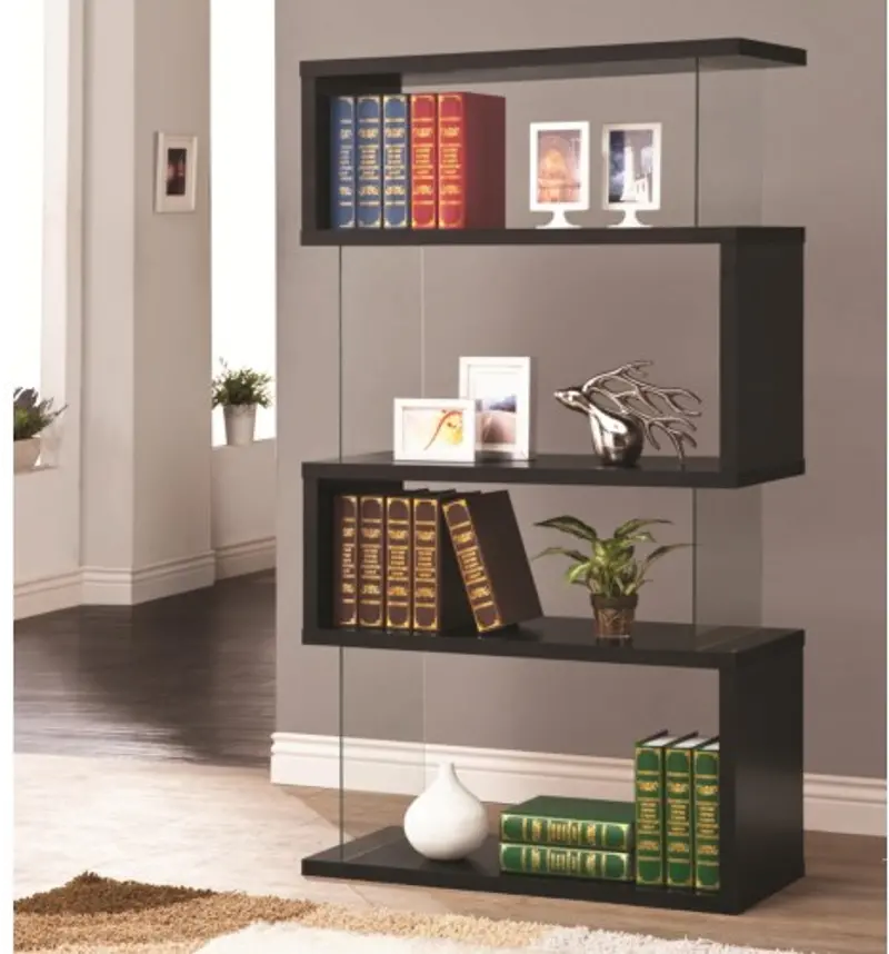 Jasper Black Asymmetrical Contemporary Bookshelf