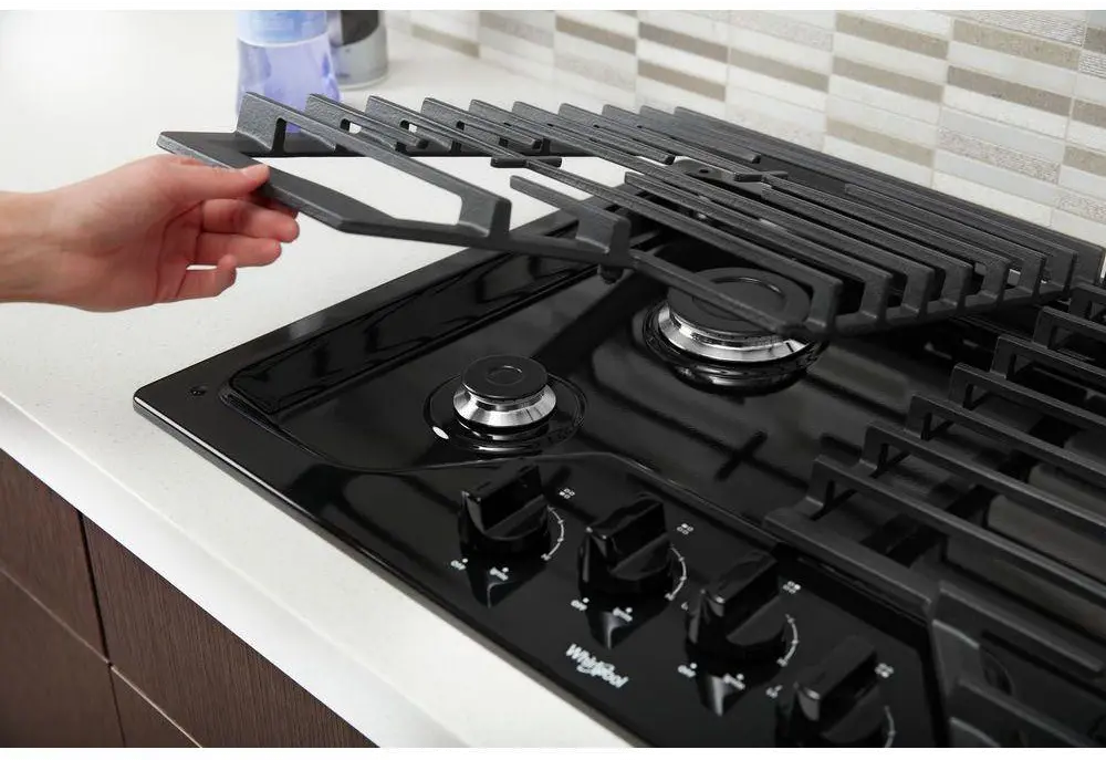 WCG55US0HB Whirlpool 30 Inch Gas Cooktop with 4 Burners and EZ-2-LIFT Hinged Cast-Iron Grates - Black-2