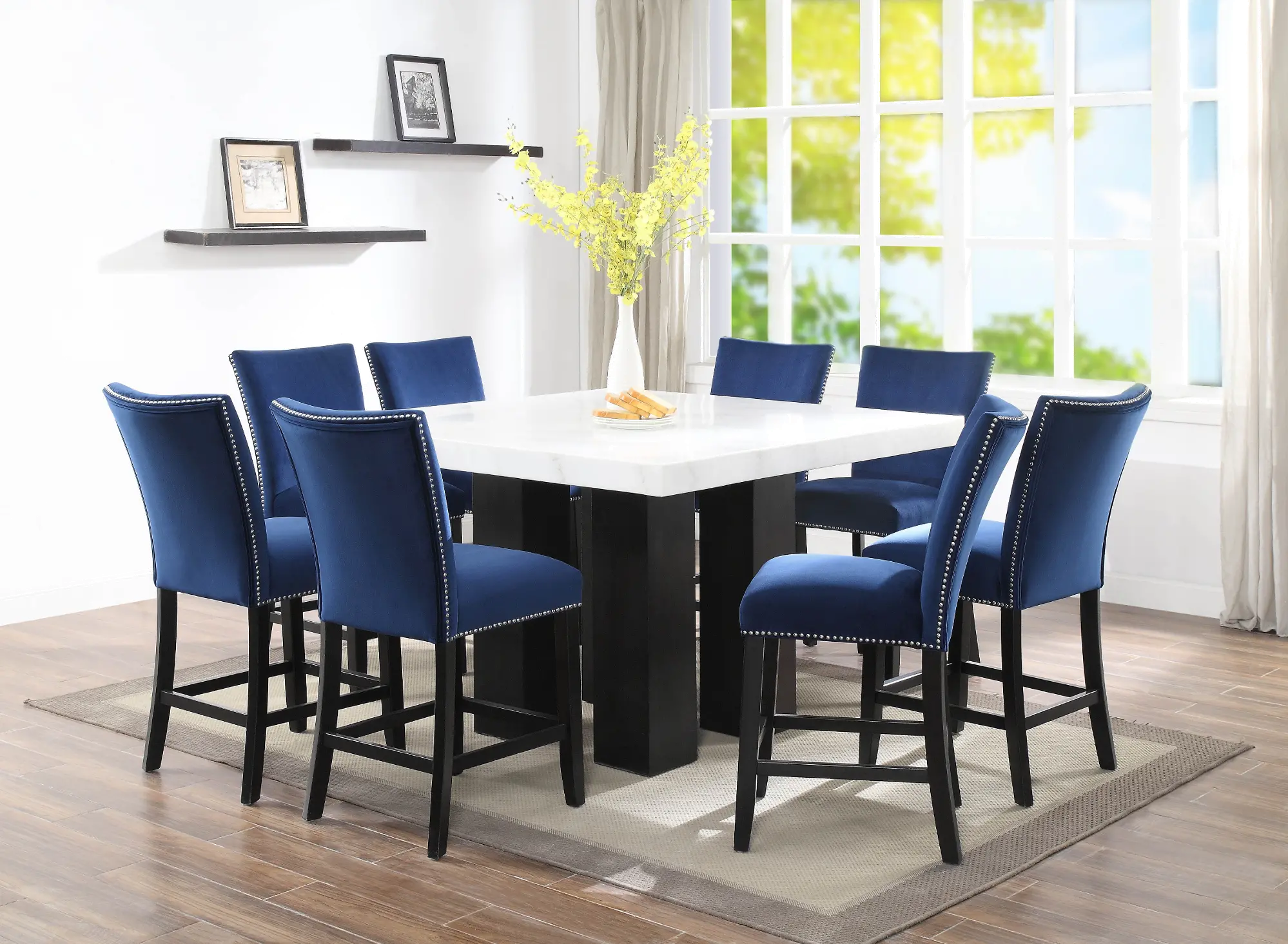 Camila Marble and Black Counter Height Dining Table-3