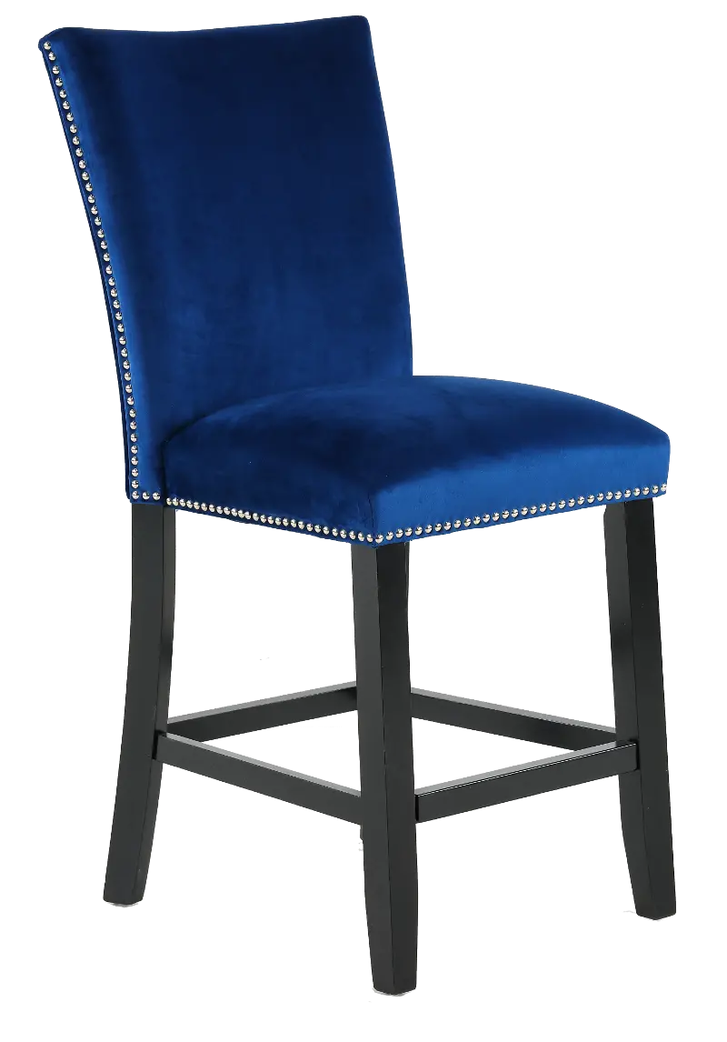 Camila Blue Upholstered Counter-Height Stool