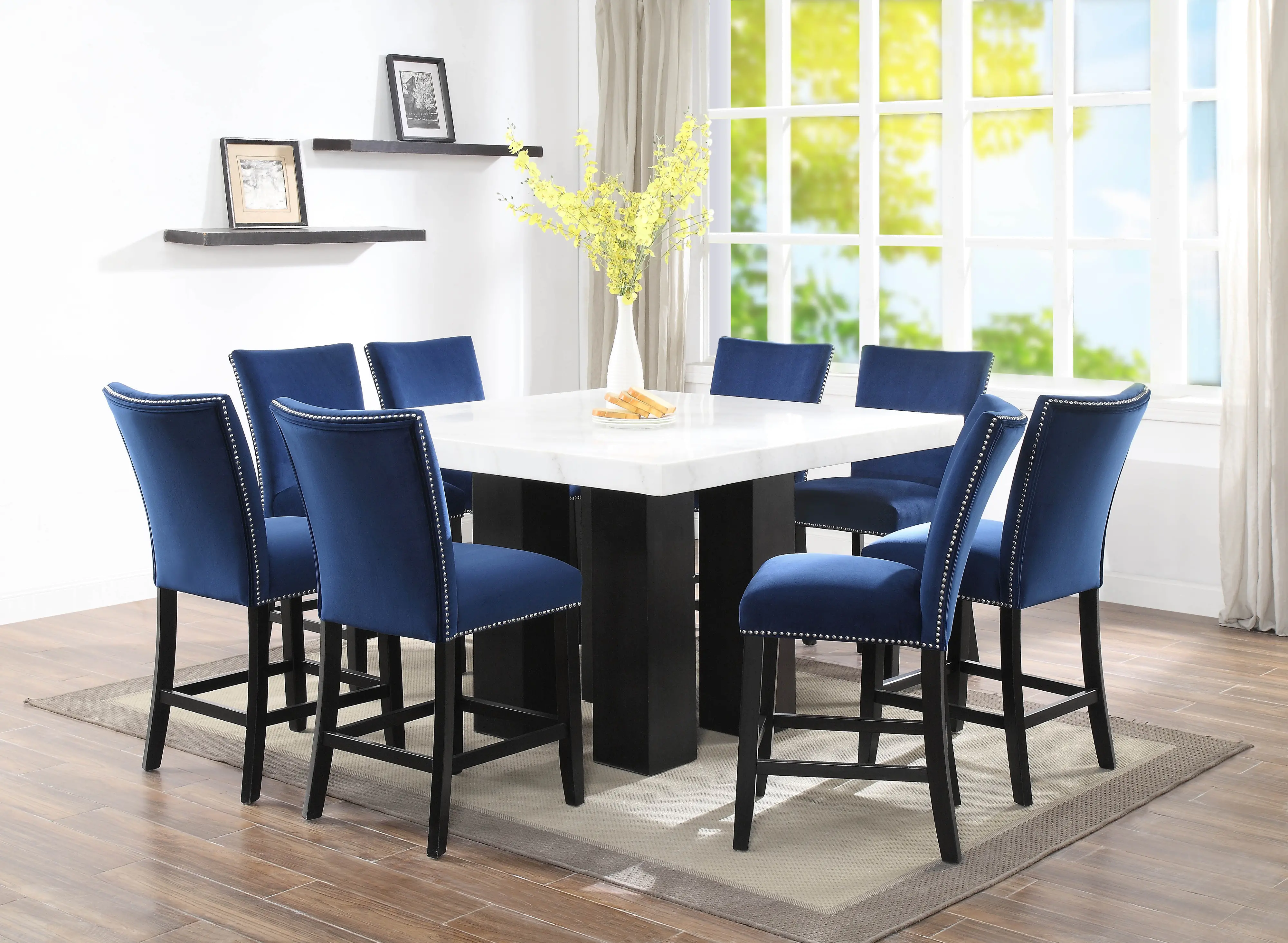 Camila Blue Velvet Counter Height Stool-2