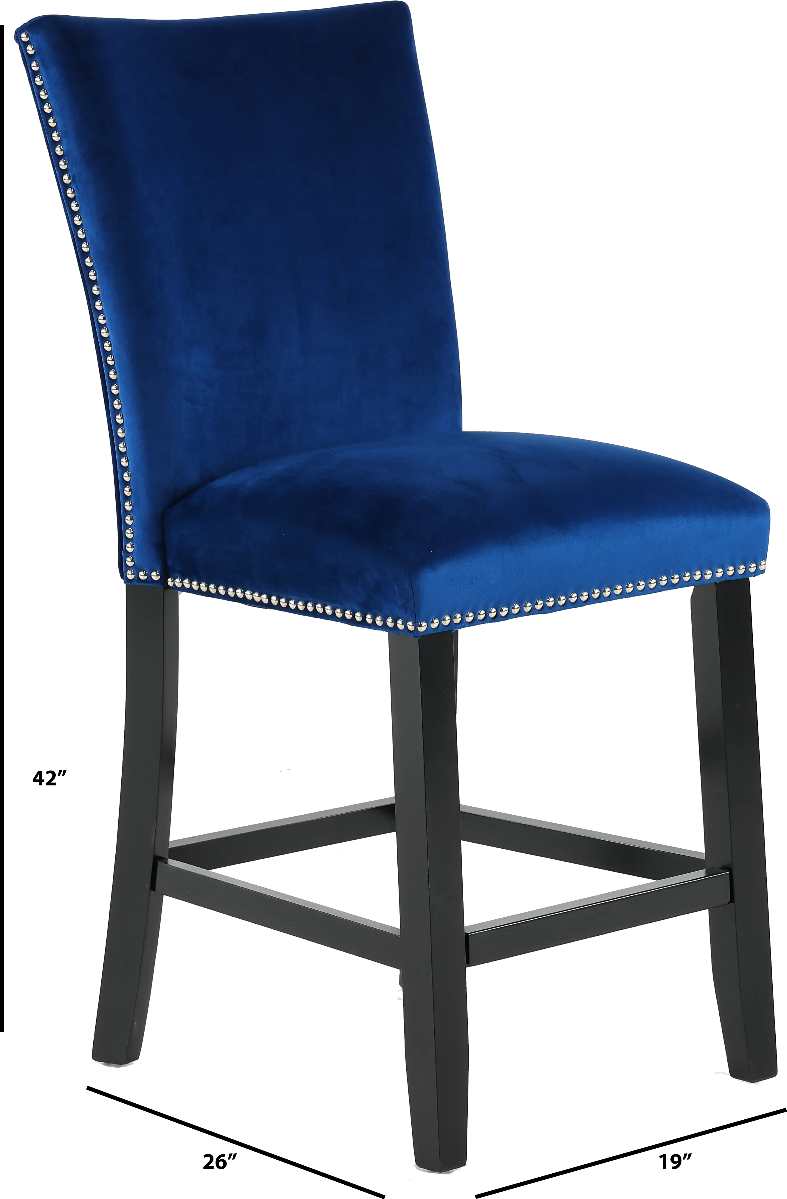 Camila Blue Velvet Counter Height Stool-3