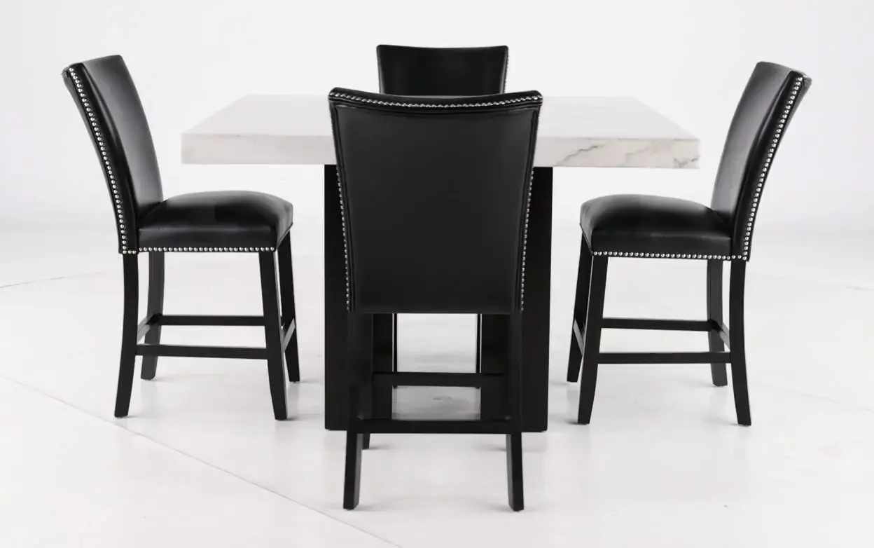 Camila Marble and Black 5 Piece Counter Height Dining Set-5