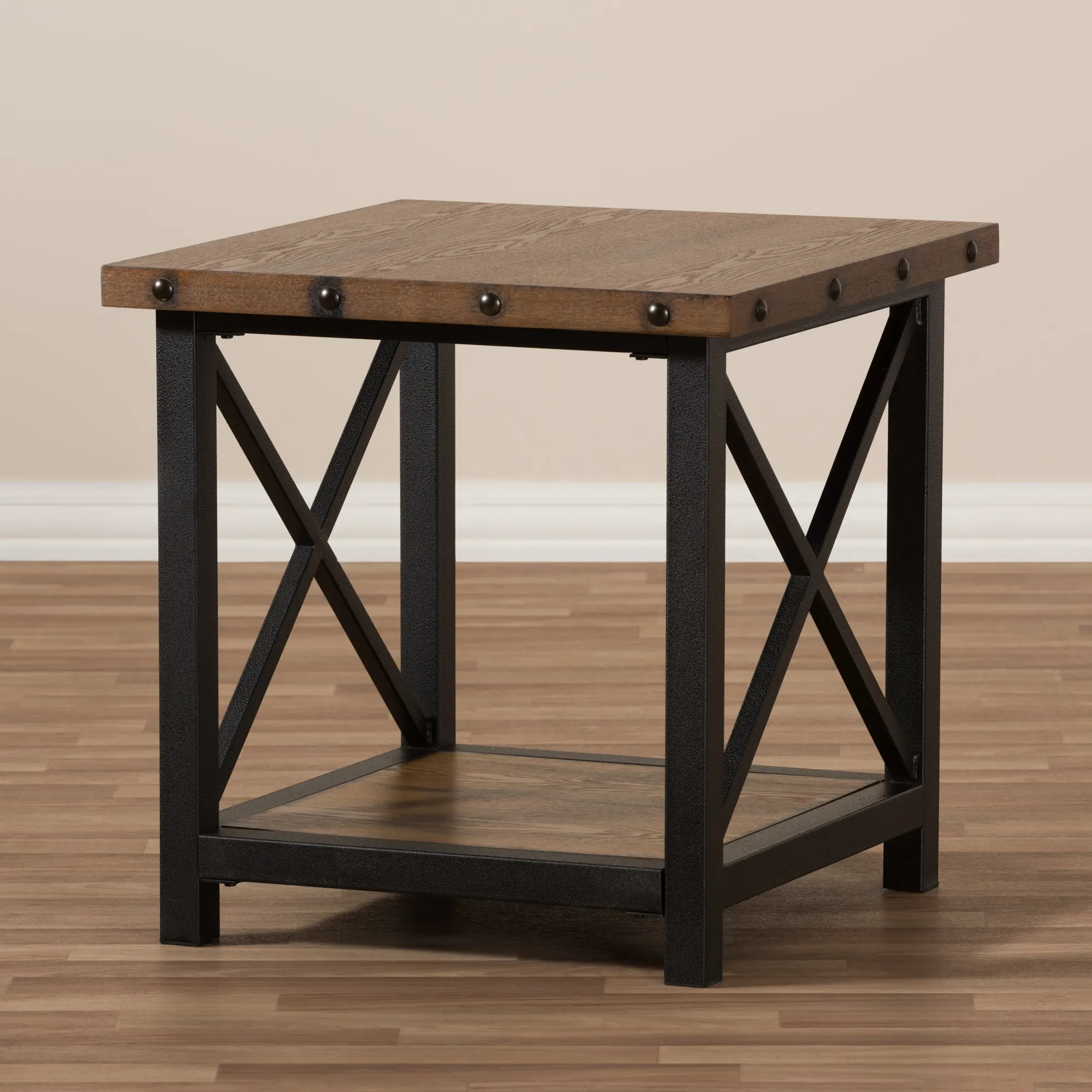 131-7196-RCW Textured Industrial Black and Brown End Table - Herzen-3